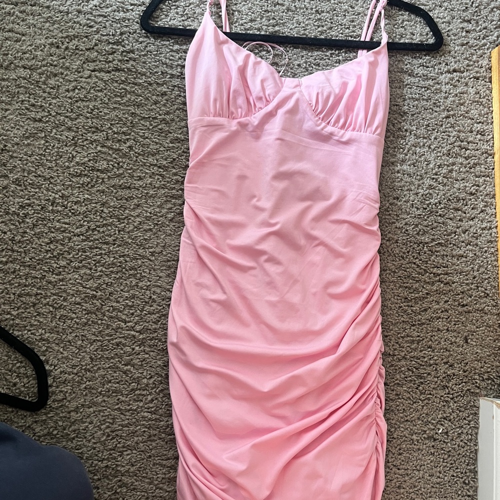 Elegant Pink Ruched Dress